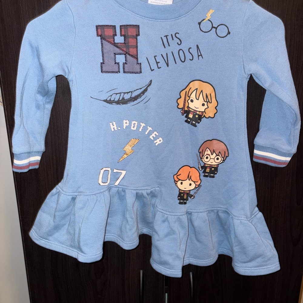 Kids Light Blue Harry Potter Graphic Ruffle-Hem Top